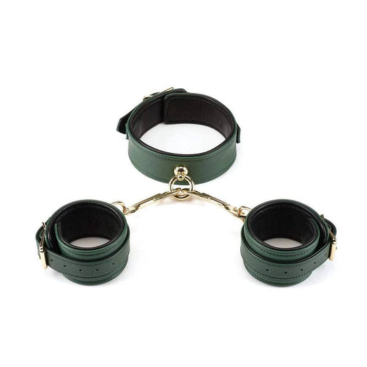 Mossy Chic Leather Collar to Wrist Cuffs Set