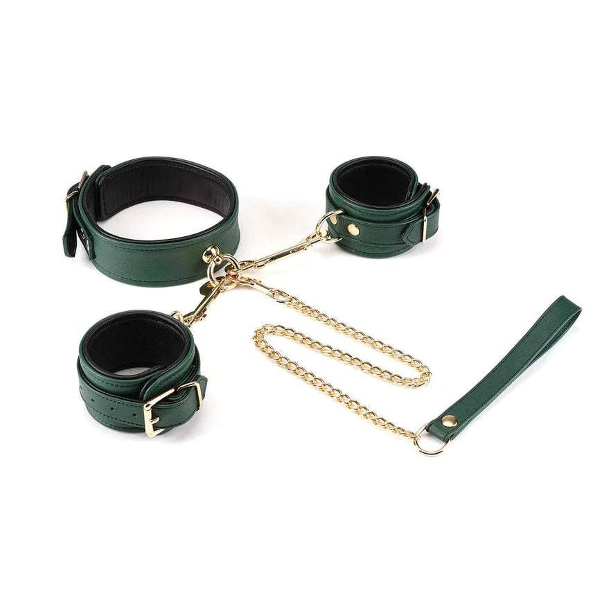 Mossy Chic Leather Collar to Wrist Cuffs Set