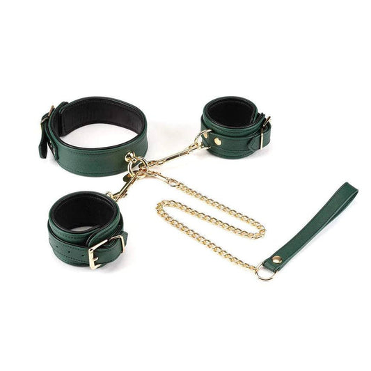 Mossy Chic Leather Collar to Wrist Cuffs Set