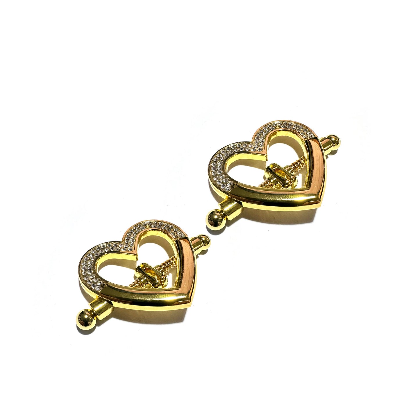 Heart-shaped Nipple Clamps with Rhinestones