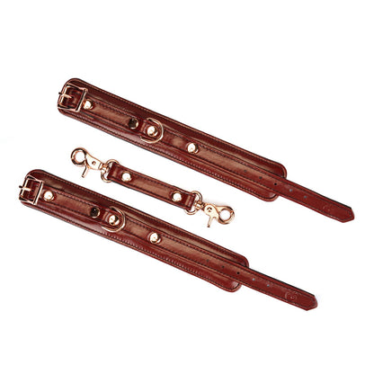 Wine Red Leather Handcuffs