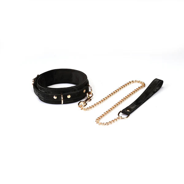 Boudoir Amor: Black Collar with Gold Chain Leash