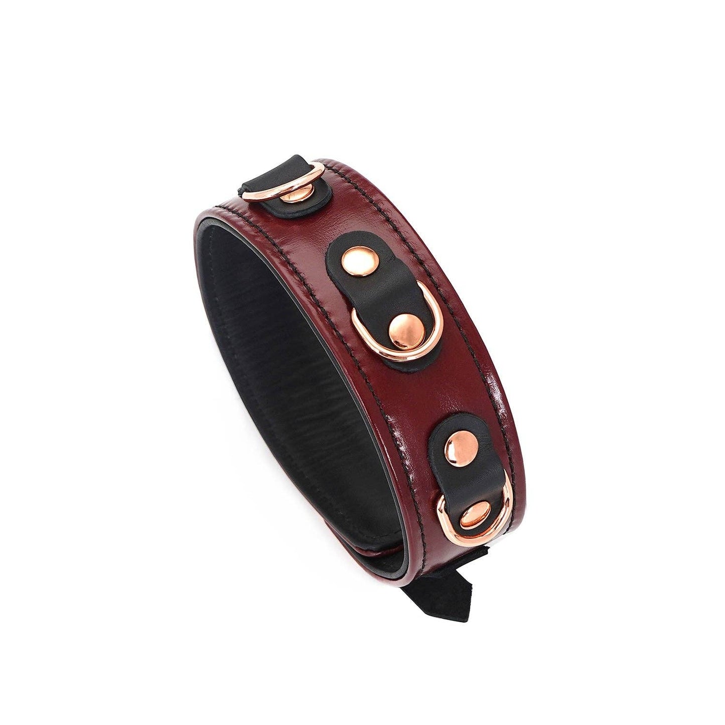 Wine Red Leather Collar & Leash Set