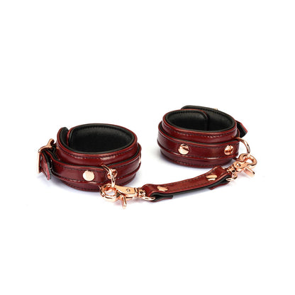 Wine Red Leather Handcuffs