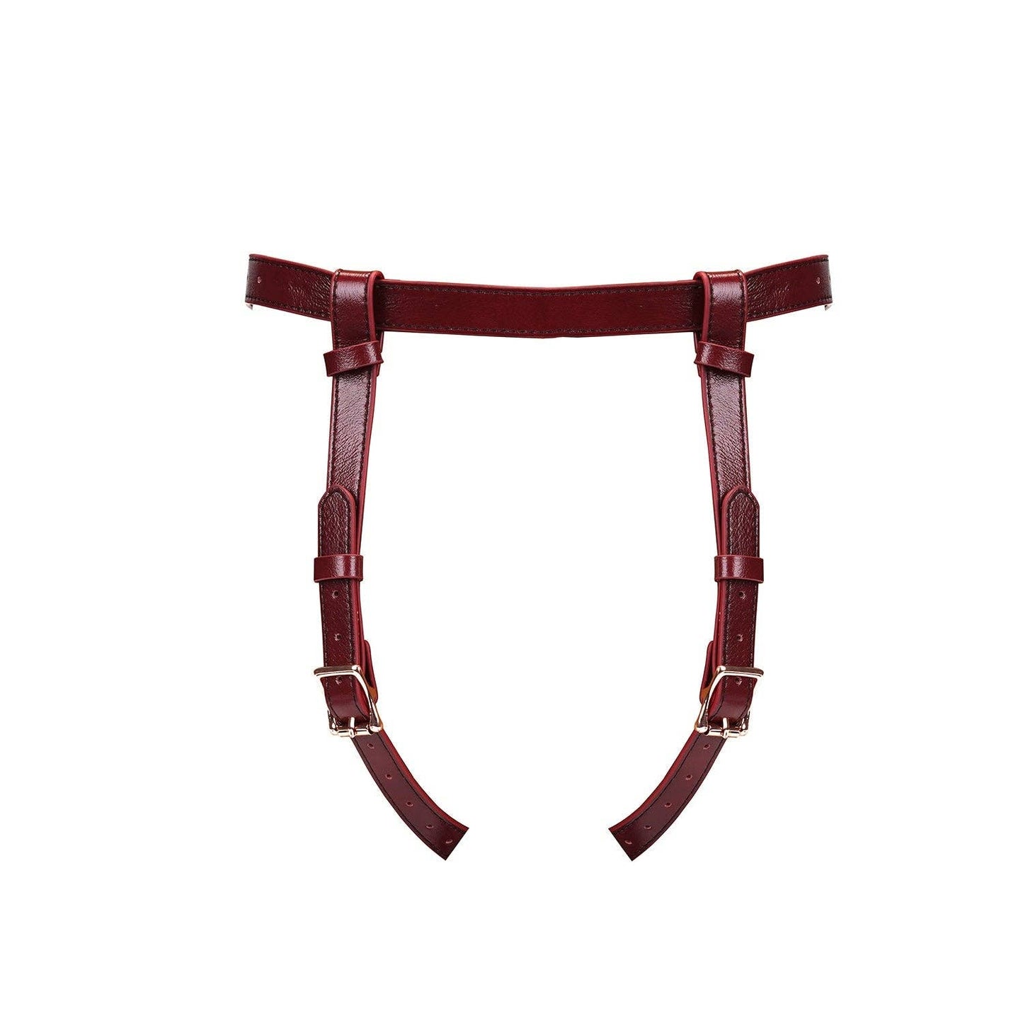 Wine Red Leather Strap On Harness